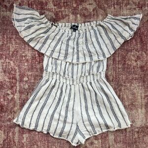 Lulu's White and Black Striped Romper